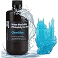 ELEGOO Water Washable 3D Printer Resin LCD UV-Curing Resin 405nm Standard Photopolymer Resin for Mars Saturn Jupiter MSLA DLP LCD 3D Printing 1000Gram Clear Blue