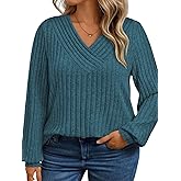 VISLILY Womens-Plus-Size-Tops Trendy V Neck Casual Long Sleeve Shirts Lightweight Knit Sweaters Cute Pullover Tunics Blouses