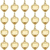 COGCHARGER 10/20/50pcs Real 18K Gold Plated Heart Charms Gold Heart Pendant Gold Filled Charms with Jump Ring for Jewelry Making Earrings Necklaces