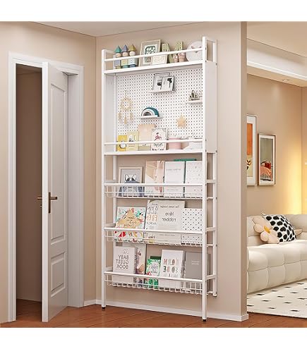 Étagères Murales Pour Enfants – 3/4/5 Niveaux – À Installer Derrière Une Porte – Rangement Livres Et Jouets – En Bois, Design Peu Encombrant - 6