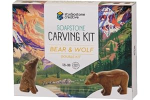 Bear and Wolf Studiostone Creative Soapstone Sculpture Carving DIY Arts and Crafts Kit for Kids Adults