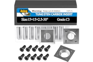 ASIEG TOOL 15mm Standard Square Straight Tungsten Carbide Replacement Cutter Inserts Knives 15mm x 15 x 2.5mm for Woodworking Spiral Helical Planer Head and DIY Wood Lathe Turning Tools 10pcs