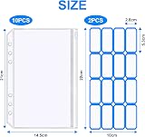 Vicloon A5 Zipper Binder Pockets 10Pcs Transparent PVC with Label Stickers view 2