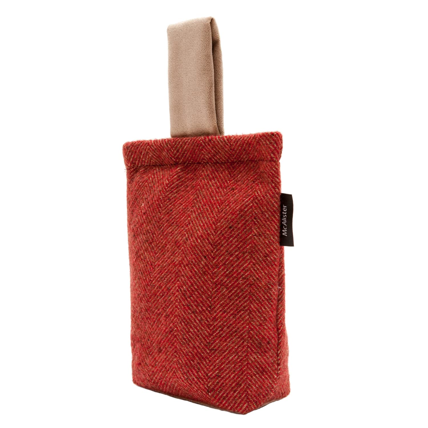 McAlister Textiles Red Unfilled Herringbone Doorstop Decorative Fabric Doorstopper for All Doors Machine Washable 21x17cm 8x7 Inches