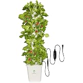 DPROOTS Hydroponic Tower Growing System，45 Pods Vertical Garden | Suitable for Indoor and Greenhouse, Grow herbs and Vegetables，Houseplant Farming with Water Circulation and Automatic Timer
