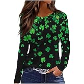 Valentines Tops for Women Trendy 2026 Love Heart Printed Tee Shirts Oversized Long Sleeve Crew Neck Valentine Shirt