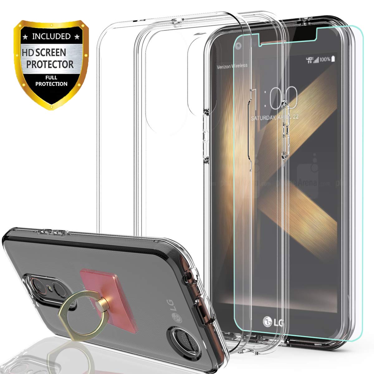 Best lg k20 plus with case and screen protector and ring