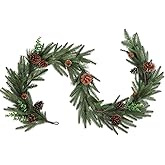 6ft Artificial Christmas Spruce Garland with Pine Cones, Lifelike Winter Greenery Needles Garland Decor for Home, Fireplace, Wall, Porch, Table, Mantle, Indoor Outdoor Decoration