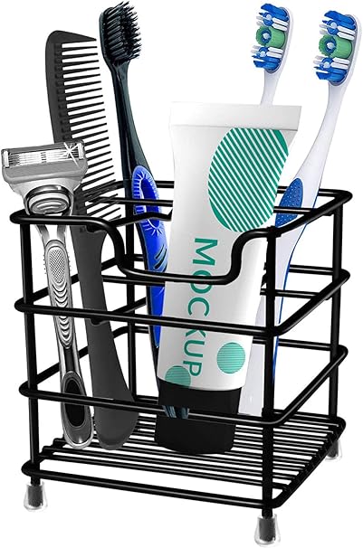 Amazon 歯ブラシホルダーステンレス鋼防錆バスルーム電動歯ブラシホルダー歯磨き粉収納オーガナイザースタンドバニティカウンタートップ用 歯ブラシスタンド ホーム キッチン オンライン通販