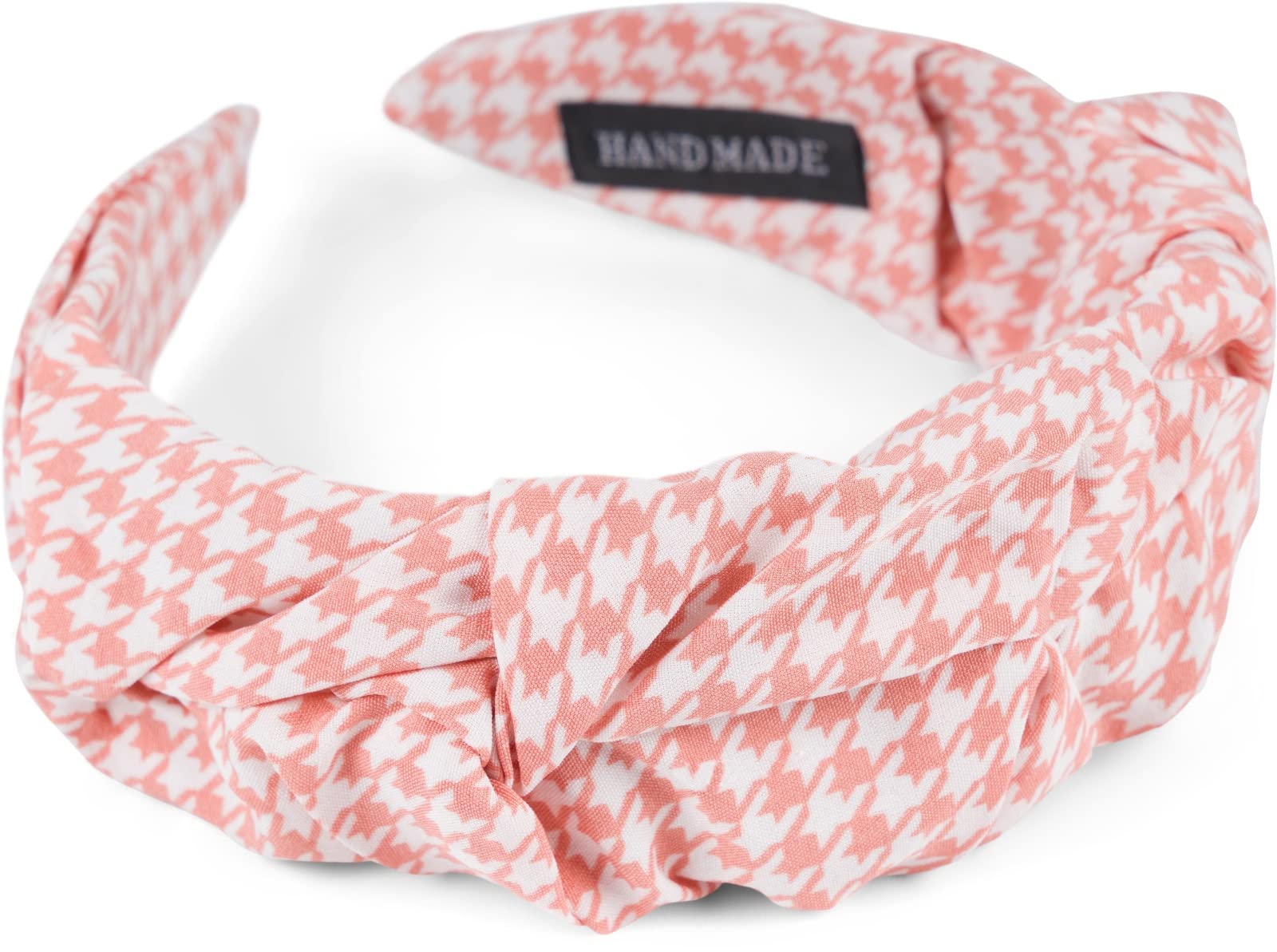 styleBREAKER Ladies Hairband with Houndstooth Pattern in Subtle Frill Optics, Hairband Pepita, Hair Accessories 04027044, Colour:Apricot-White