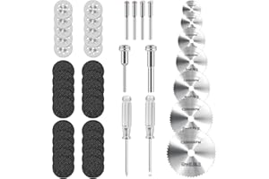 45Pcs gupawix Cutting Wheel Kit for Dremel Rotary Tools，Diamond Cutting Discs，HSS Circular Saw, Fiberglass Cut-Off Wheels with 6Pcs Mandrels Rotary Tool Accessories for Cutting Metal, Wood, Stone, PVC