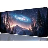 Galaxy Desk Mat Northern Light Forest Punk Mousepad XL Large Gaming Mouse Pad Laptop Keyboard Mat Desk Pad Desktop Accessories for Work &amp; Study 31.5x11.8 Inch