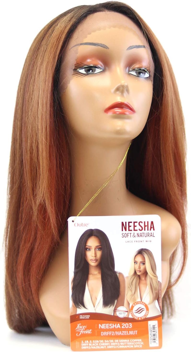 OT005 Natural & Soft Lace Front Wigs for Women - Pre-plucked Swiss Lace Natural Texture & Volume (HAZELNUT)