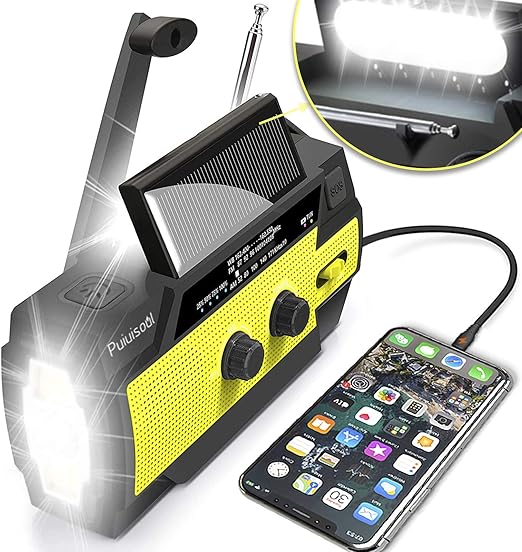 Emergency Radio MD-090P hand-crank radio with 4000mAh battery and 3-mode flashlight