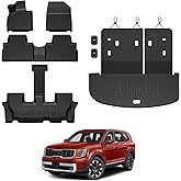 GALVAGNITE Floor Mats for Kia Telluride 2020-2025 7&8 Seats Cargo Mat with Backrest Mat, All Weather TPE Cargo Liner Trunk Mat Backrest Mat for 2025 Kia Telluride Accessories
