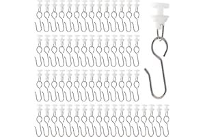 UFURMATE Curtain Hooks and Gliders Set, 100Pcs Stainless Steel S Shaped Small Curtain Hooks and 100Pcs White Curtain Track Ro