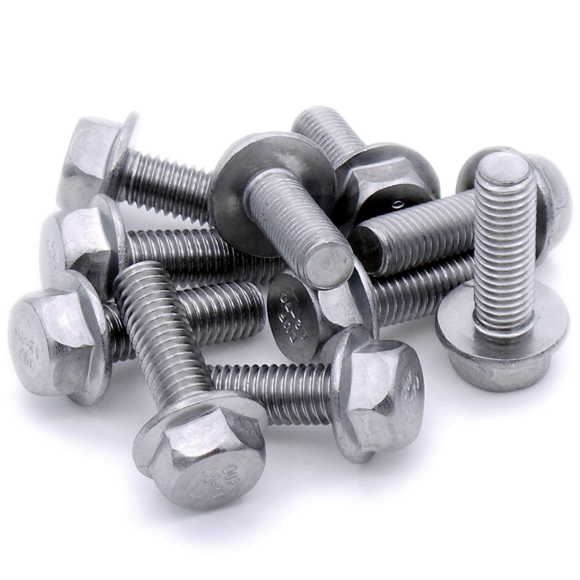 M6 (6mm x 20mm) Flanged Hex Bolt (Fully Threaded Setscrew) - Stainless Steel (A2) (Pack of 10)
