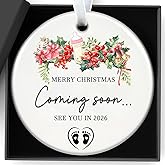 Christmas Ornaments Expecting Baby Ornament Pregnancy Announcement Merry Christmas Coming Soon See You in 2026 Xmas Hanging Decor Best Gift for Expectant Moms or Grandparents 3 Inch Ceramic
