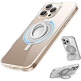 SURPHY 360° Magnetic Stand for iPhone 16 Pro Max Case with Finger Ring, Compatible with MagSafe, Ring Stand and Finger Ring Phone Case for 16 Pro Max 6.9 inch 2024, Clear