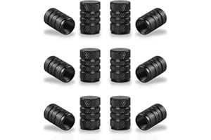SINGARO 12PCS Tire Valve Stem Caps, Car Exterior Accessories, Aluminum Alloy Valve Cover Universal for Cars, Trucks, Motorcycles and Bicycles (Black)