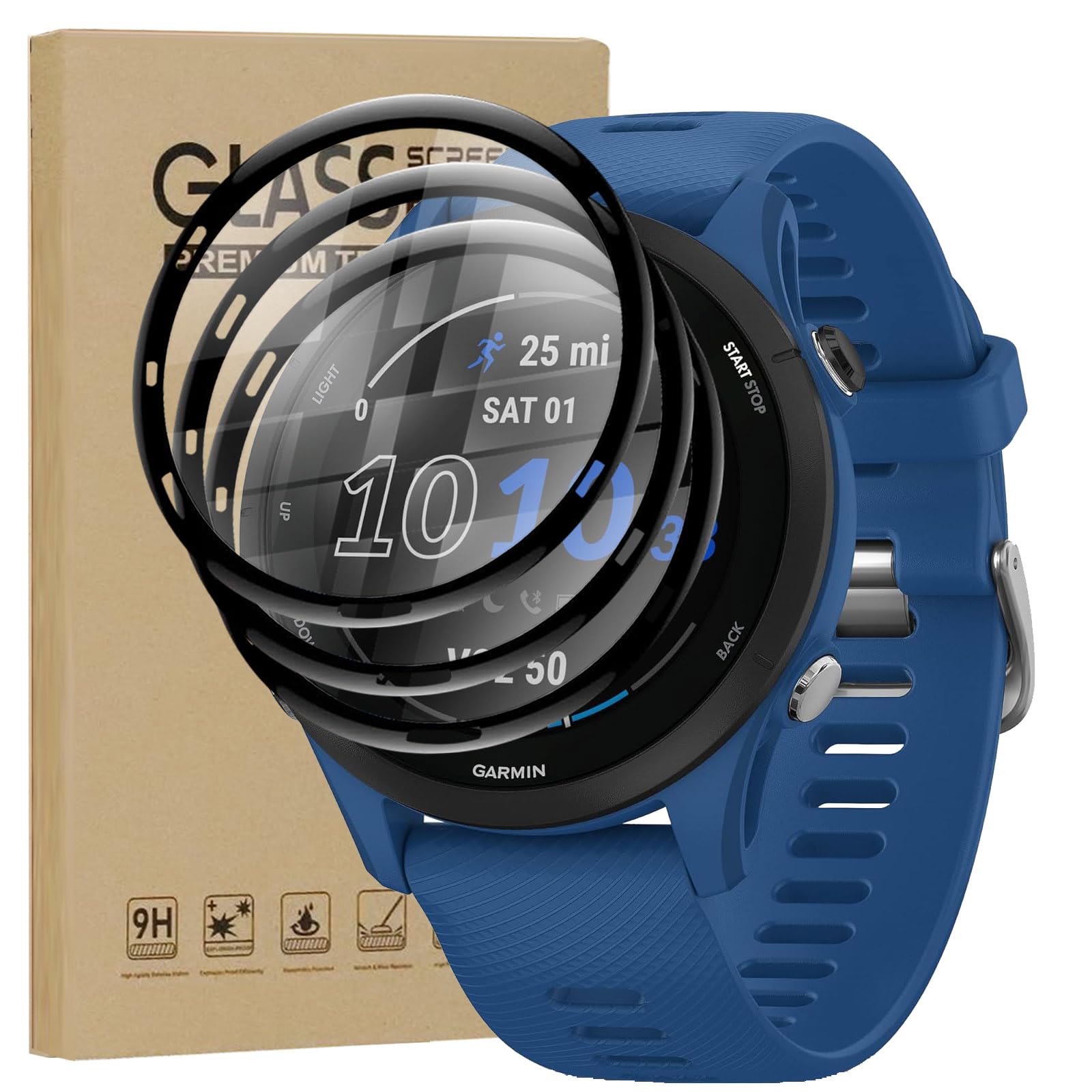 KZIOACSH Screen Protector for Garmin Forerunner 255/Forerunner 255 Music 46mm, 3 Pack Full Coverage 3D Curved Edge Anti-Scratch Film [Not Glass] High Definition Transparent Anti-Fingerprint PET Film