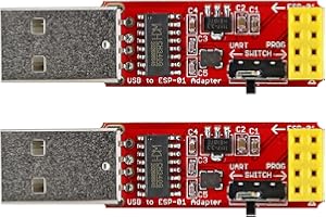 Wishiot 2PCS ESP-01S Programmer USB to ESP-01 Adapter ESP8266 Wireless WiFi Module Wi-Fi CH340G UART PORG, 4.5-5.5V Baud Rate