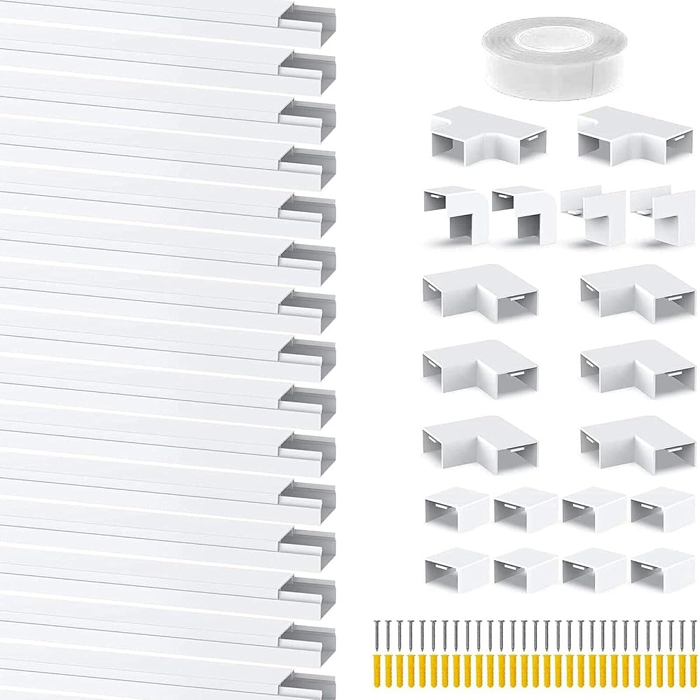 Anomat Cable Trunking White 6m Kit 15x40cm Self Adhesive Pipe Management