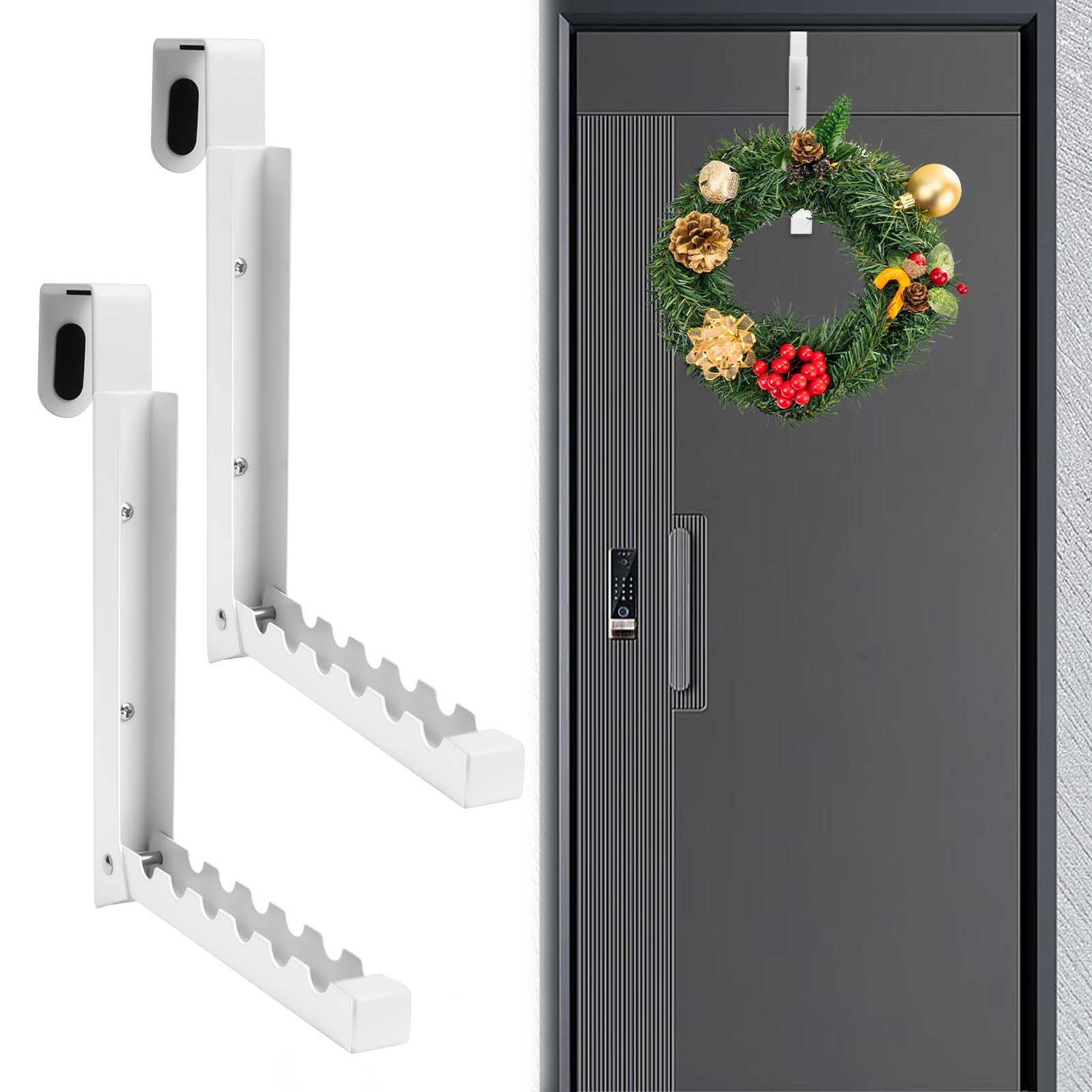 Yallmie 2Pcs Foldable Over Door Hangers for Clothes, Foldable Over Door Hooks Hanger Coat Hooks, Over Door Folding Clothes Hanger with 6 Grooves for Camping Trips, Hotel, Apartments