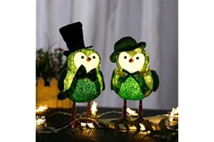 HOT6SL St Patricks Day Decorations - 1PC Glowing Bird St. Patrick's Lighted Fabric Bird Figurines, Home Kitchen Table Fireplace Mantel Ornaments, St. Patrick's Day Bird Gifts