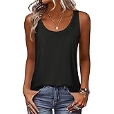 Zeagoo Womens Tank Tops Flowy Loose Fit Scoop Neck Casual Summer Tops Curvy Hem