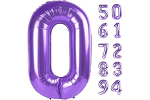 IWERP Purple Number Balloon 40 Inch, 0 Number Balloons, 10 20 30 40 50 Numbers Balloon Birthday Decorations, Purple Party Supplies for Girls Women Adults