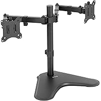 VIVO Full Motion Dual Monitor Free-Standing Desk Stand VESA Mount with Articulating Double Center Arm Joint, Holds 2 Screens