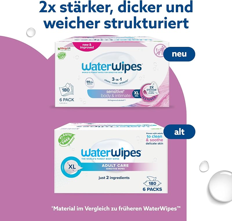 Sensitive+ Body & Intimate XL Wipes, 99,9% Wasser, parfümfrei