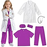 RioRand Doctor Costume for Kids With Stethoscope Lab Coat Career Day Costume Halloween Dress Up For Boys Girls 3-12