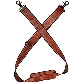 Adjustable Genuine Leather Shoulder Strap – Vintage Brown 60-Inch Comfort-Fit Padded Replacement with Heavy-Duty Swivel Hooks for Crossbody, Laptop, Messenger, Purse, Handbag, Duffel & Luggage Bags