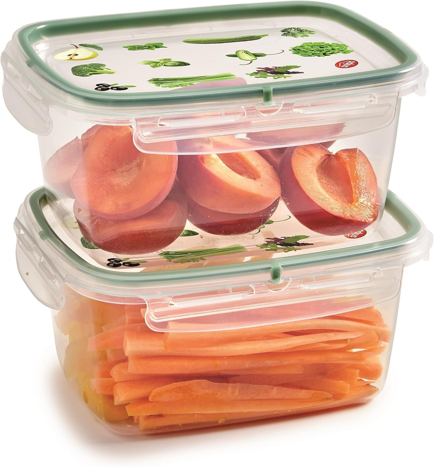 Snips - Lock Rect. - Rectangular Fridge Container - 1.20 litres - Microwave Container, Set 2 pcs. - 4 Safety Locks - 18.4 x 13.8 x 10 cm - Made in Italy - 0% BPA and phthalate free