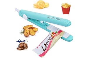 Chips Bag Sealer Handheld Heat Seal,Karidge Mini Bag Sealer Kitchen Gadgets for Food Storage Candy Snacks Chips Bags, Foil Bag, Mylar Bags, Color Street Nails Strips with Storage Case- Blue
