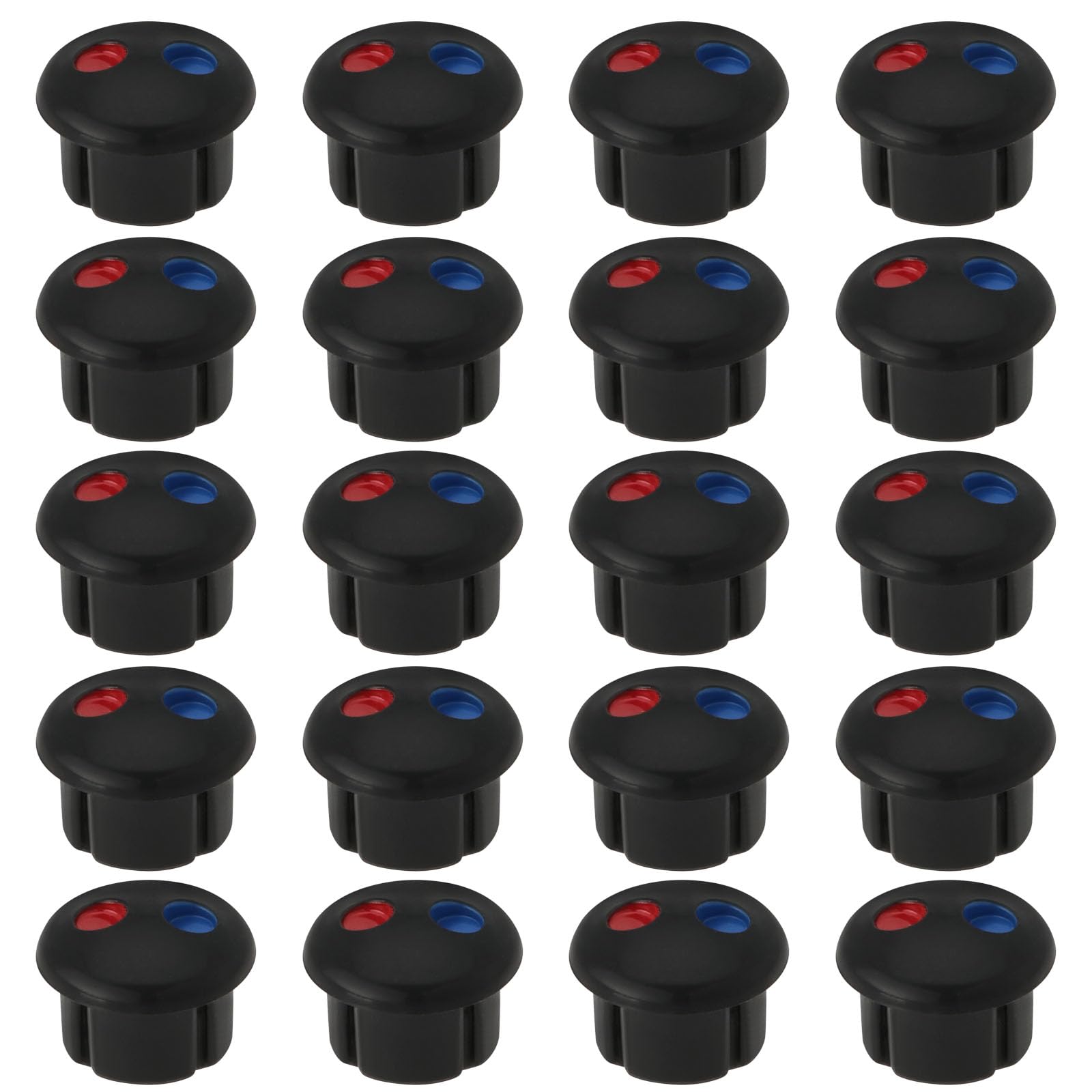 eMagTech 20pcs Faucet Indicators Handle Hot and Cold Water Signs Red and Blue Labels Kitchen Bathroom Sinks Faucets Cover Signs Suitable for 6.7mm Water Faucet Holes (Black)