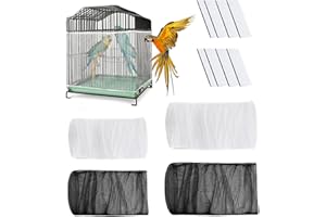4 Pack Adjustable Bird Cage Cover with 8 Pcs Hook Loop Tape, 2 Size Birdcage Cover Seed Catcher Soft Skirt Guard for Parrot P