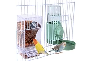 FLYING DOVE BRING LOVE TO YOU No Mess Bird Feeder Water Dispenser for Cage, Parakeet Cage Accessories, Automatic Bird Water Feeder for Parrots Cockatiel Budgies Finches (Feeding Doors Over 3.15 * 3.15 Inch)