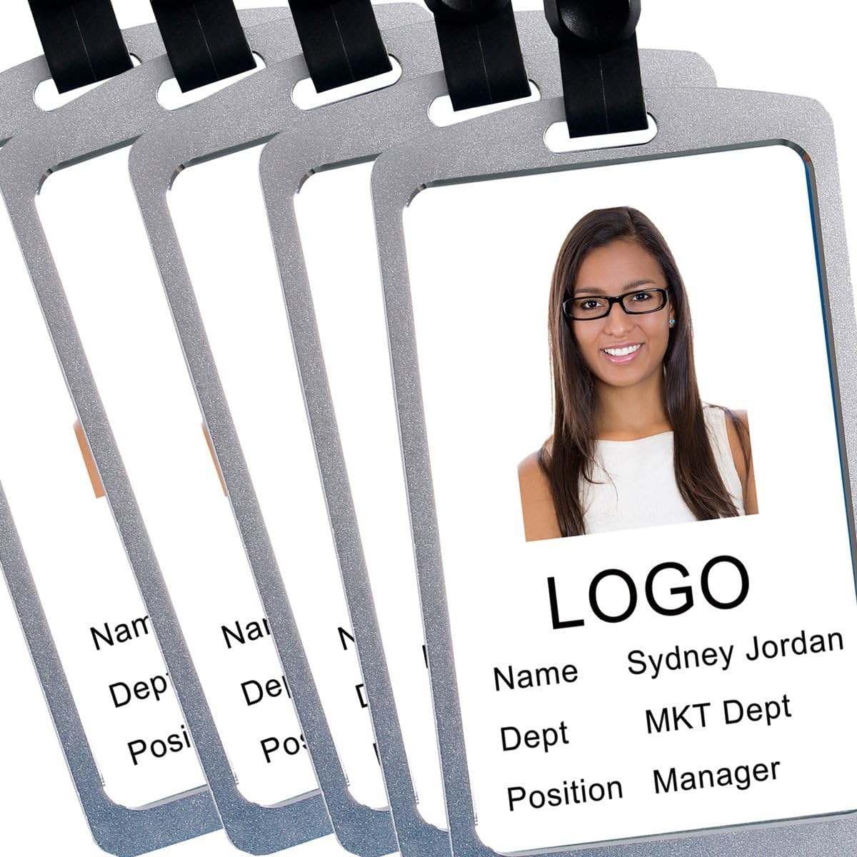 Acctrend Aluminum Badge Holder with Detachable Neck Lanyard (5PCS)