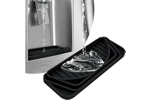 Aolso Refrigerator Drip Tray, Frige Water Drip Pan to Cuttable, Silicone Frige Water Drip Pan for Water Dispenser, Fridge, Refrigerator Accessories for Whirlpool, GE, Samsung(Black)