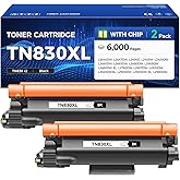TN830XL Toner Cartridge High Yield Black 2-Pack Replacement for Brother TN830XL TN830 XL Compatible for HL-L2460DW HL-L2405W HL-L2480DW MFC-L2820DW DCP-L2640DW MFC-L2900DW HL-L2400D Laser Printer Ink