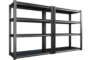 Raybee 40" W Garage Shelving Heavy Duty Wide Storage Shelves 4 Tier Metal Shelves for Storage Load 1600LBS Adjustable Heavy Duty Shelving Sturdy Metal Shelf for Pantry Kitchen 2 Pack