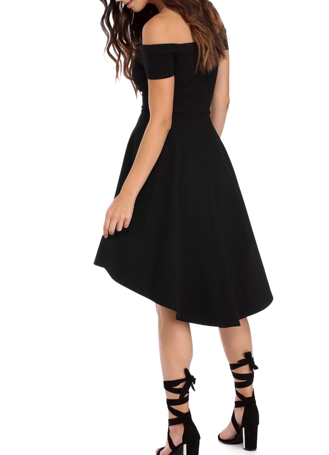 Sidefeel Women Off The Shoulder Short Sleeve High Low Hem