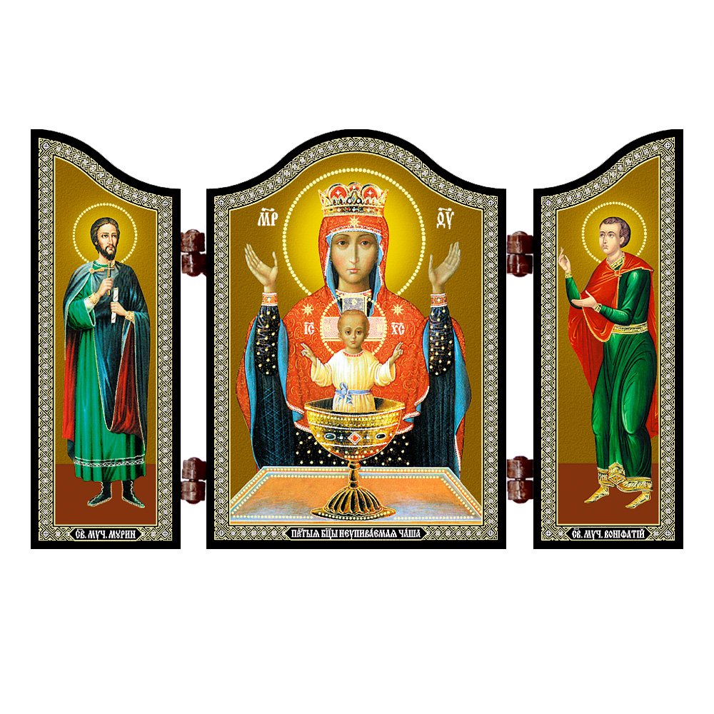 NKlaus 1436 GM Invincible Chalice Christian icon Neupivaemaja Chasha travel altar — image 1