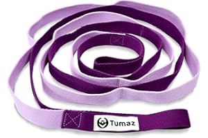 Tumaz Stretching Strap - 10 Loops & Non-Elastic Yoga Strap - The Perfect Home Workout Stretch Strap for Physical Therapy, Yoga, Pilates, Flexibility - [Extra Thick, Durable, Soft]