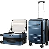 Carry On Luggage Top Opening, FLT Expandable Polycarbonate Hard Shell Suitcase with Wheels (FX-Lite, Blue, 20 Inch, 36L-41L)