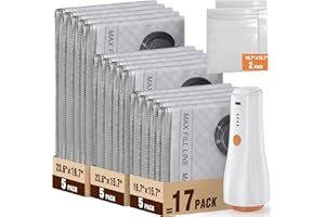 QcoQce Vacuum Storage Bags with Rechargeable Electric Pump, Space Saver Bags for Home and Travel, Vacuum Seal Bags for Clothi