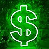 SYLHOME Dollar Led Neon Light Sign Money Green Home Office Shop Bar Business Company Wall Sign Decor Birthday Christmas Party Decor 13.78" X 9.65" USB